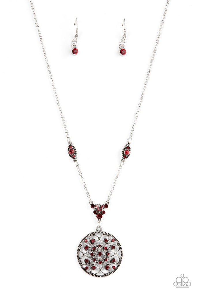 Timeless Traveler - Red and Silver Medallion Necklace