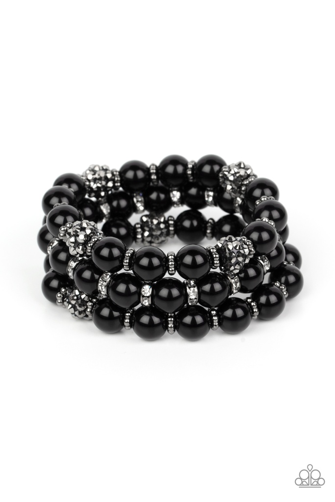Stretch Bracelet Black Beads and Crystals Set - Poshly Packing