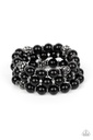 Stretch Bracelet Black Beads and Crystals Set - Poshly Packing