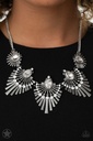 Statement Necklace with Textured Silver and Crystals - Miss YOU-niverse