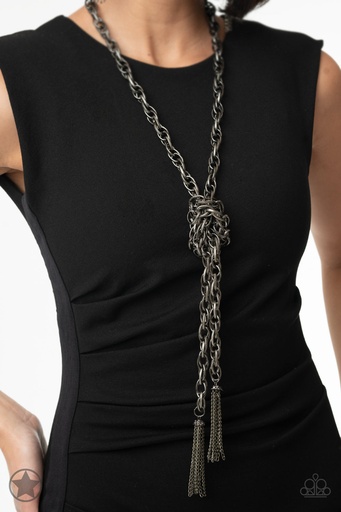 Gunmetal Scarf Necklace - SCARFed for Attention