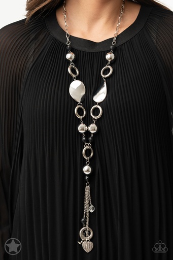 Long Y Necklace with Silver Beads - Total Eclipse Of the Heart