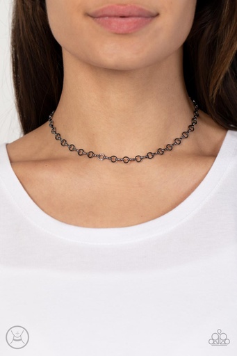 Minimalist O-Ring Choker Necklace in Gunmetal - Keepin it Chic
