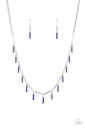 Fringe Necklace with Crystals in Blue and Silver Chain - Metro Muse