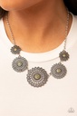 Mandala Necklace with Yellow Crystals and Silver Chain - Marigold Meadow
