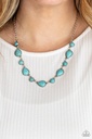 Turquoise Necklace with Silver Chain in Western Style - Heavenly Teardrops