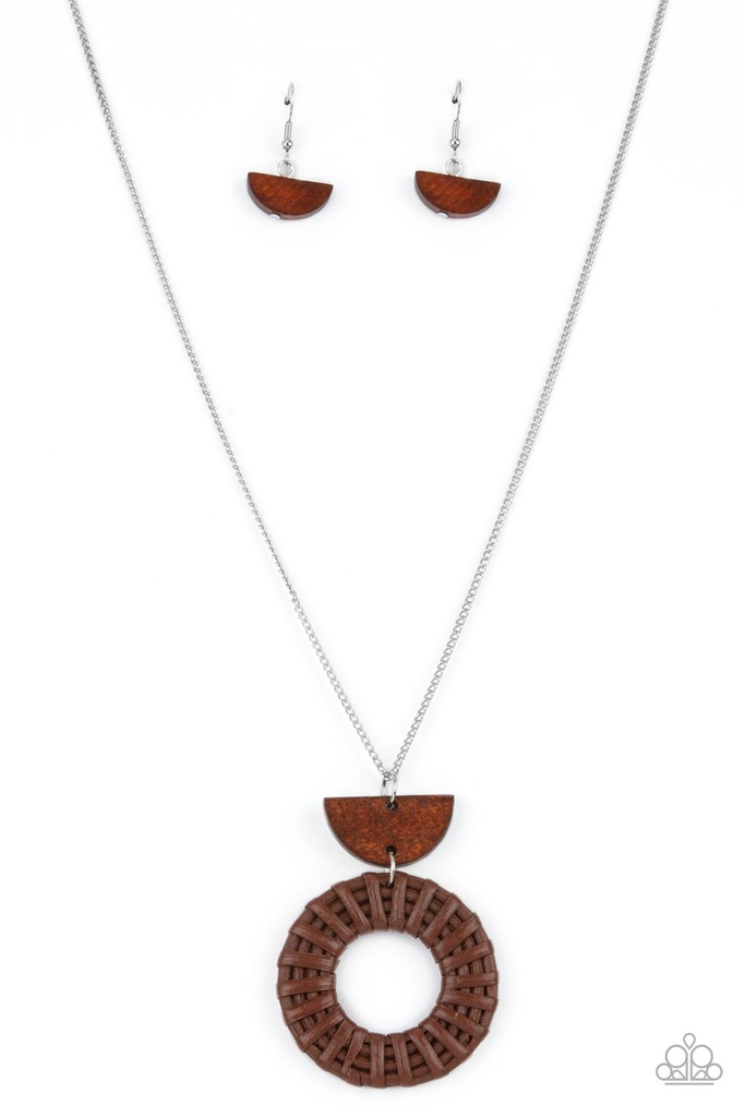 Brown Wood Necklace with Silver Chain - Homespun Stylist