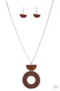Brown Wood Necklace with Silver Chain - Homespun Stylist