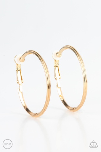 Gold Clip-On Hoop Earrings - City Classic