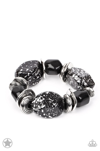 Chunky Stretch Bracelet with Black Beads - Glaze of Glory