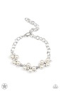 Pearl Bracelet with Crystals and silver Chain Clasp Closure - I Do
