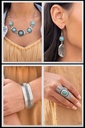 Textured Silver and Turquoise Jewelry Set - Fashion Fix - Rancho