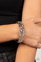 Silver Hinge Bracelet with White Crystals and Vines - Ripe for the Picking