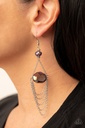 Chandelier Dangle Earrings with Iridescent Purple Gem and Silver Chains - Ethereally Extravagant