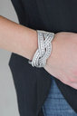 Braided Wrap Bracelet with Crystals and Gray Suede - Bring On The Bling