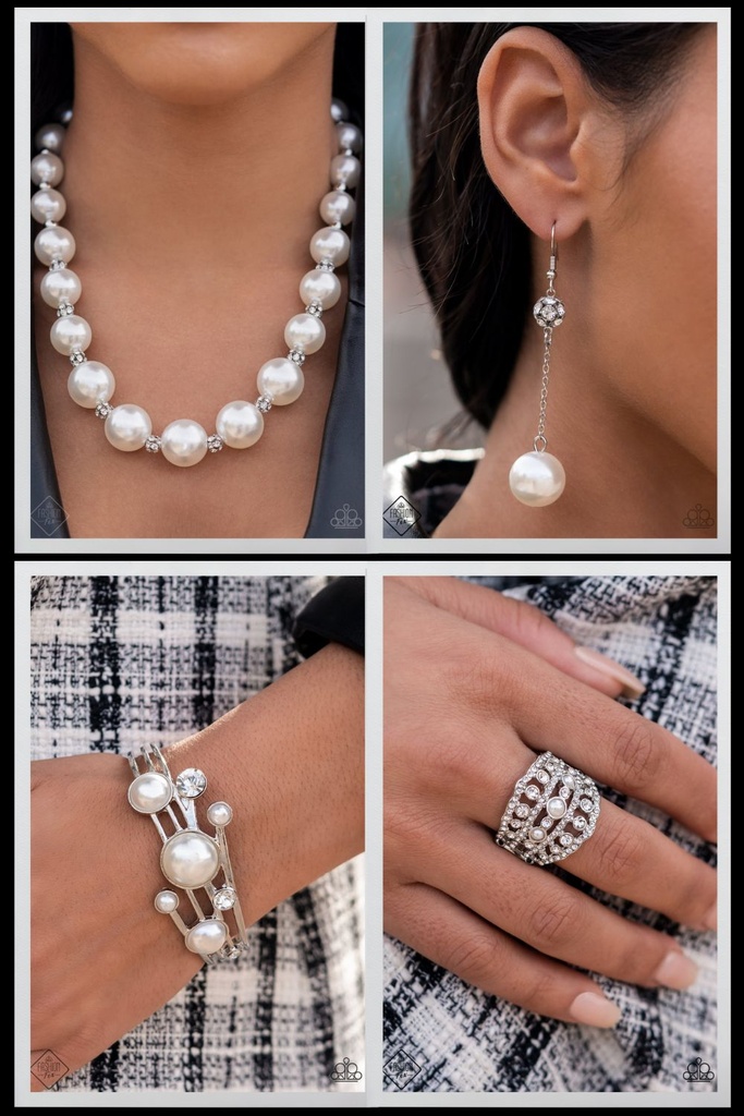 Chunky Pearl Jewelry Set with Crystals - Fashion Fix - Nautical