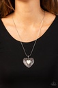 White Stone Heart Necklace with Silver Snake Chain - Wholeheartedly Whimsical