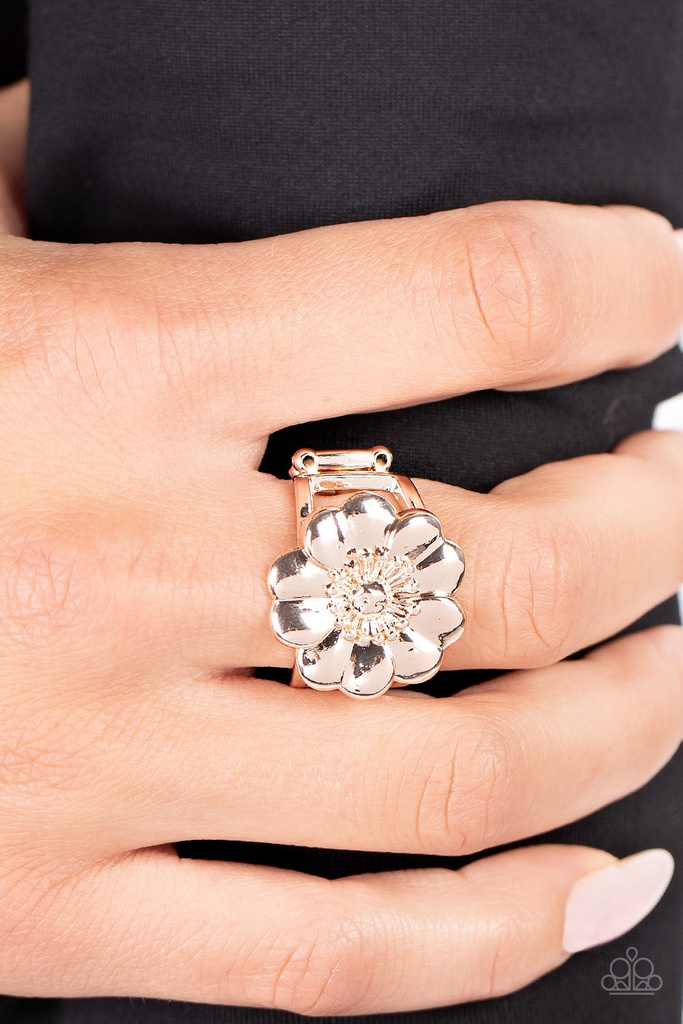 Flower Ring in Rose Gold with Stretch Ring Band- Floral Farmstead