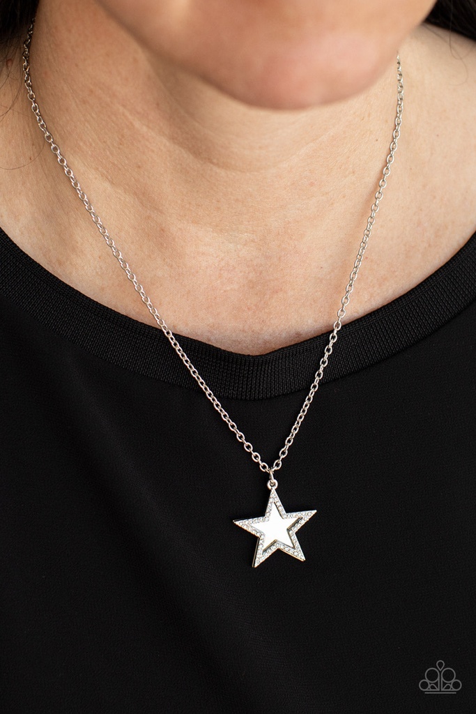 Star Necklace with Pendant with Crystals in Silver - American Anthem