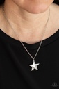 Star Necklace with Pendant with Crystals in Silver - American Anthem