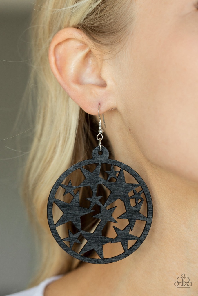 Stars Earrings in Black Wood Jewelry - Cosmic Paradise