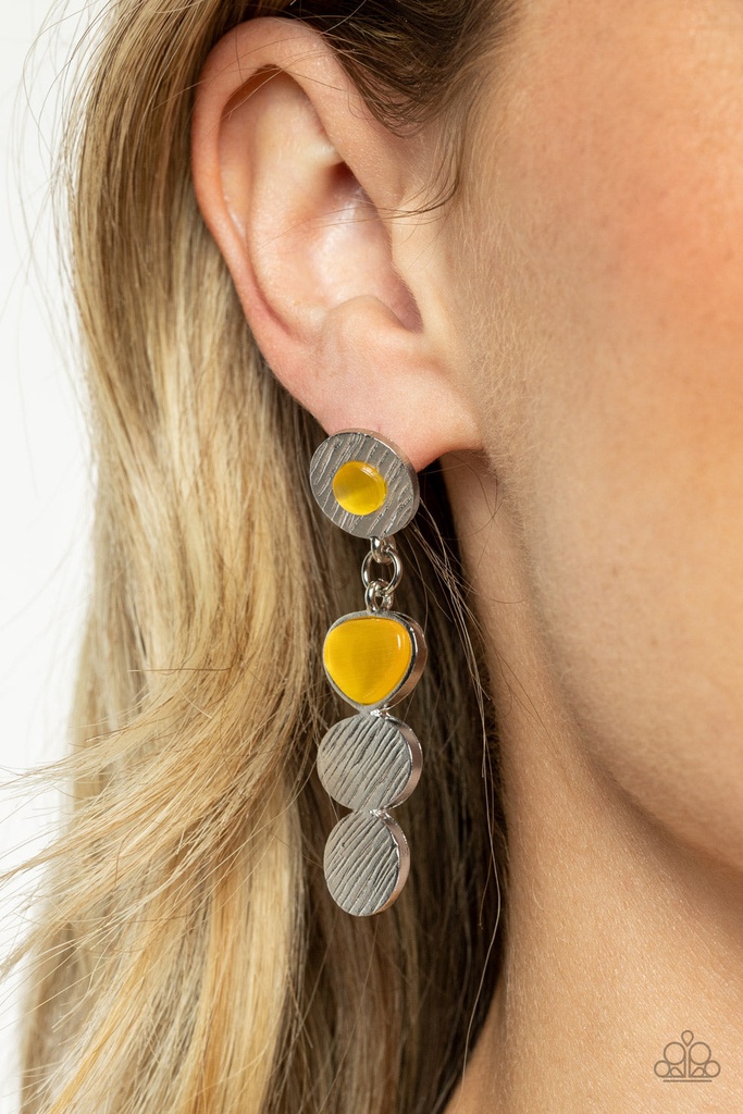 Post Earrings with Yellow Moonstone - Asymmetrical Appeals