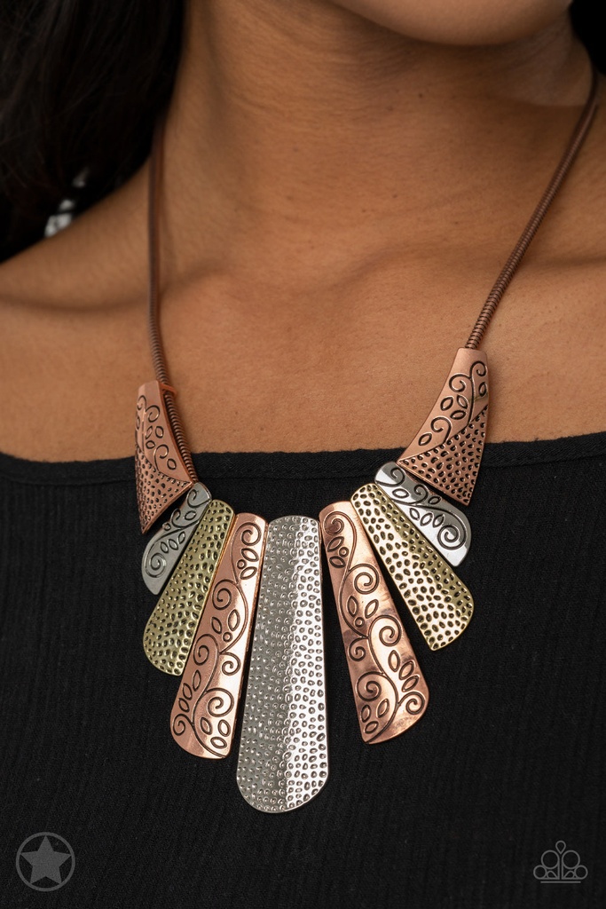 Statement Necklace with Snake Chain Mixed Metal Jewelry - Untamed