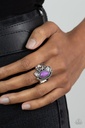 Purple Stone Stretch Ring in Silver Adjustable Ring Band - Mesa Meditation
