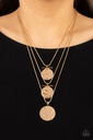 Layered Necklace Gold Hammered Circles - Snake Chain  - Dizzying Discs