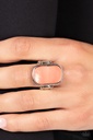 Stretch Ring Shell Finish in Coral and Silver Adjustable Ring Band - Tidal Tranquility