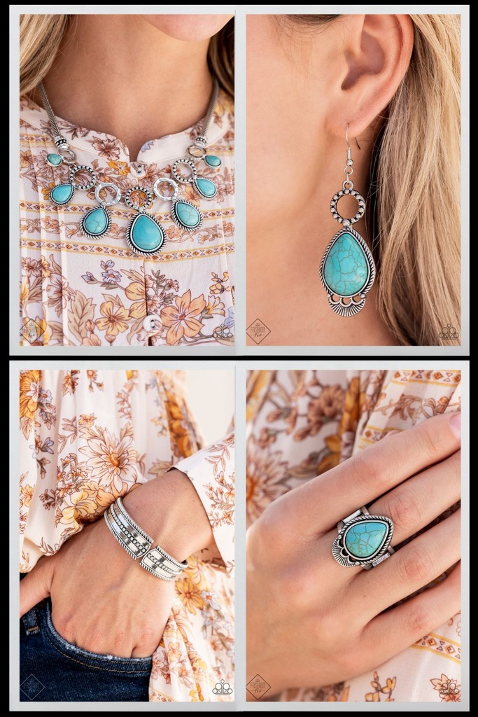 Turquoise Jewelry Set Silver Teardrop  - Fashion Fix - River Treasure