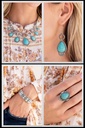 Turquoise Jewelry Set Silver Teardrop  - Fashion Fix - River Treasure
