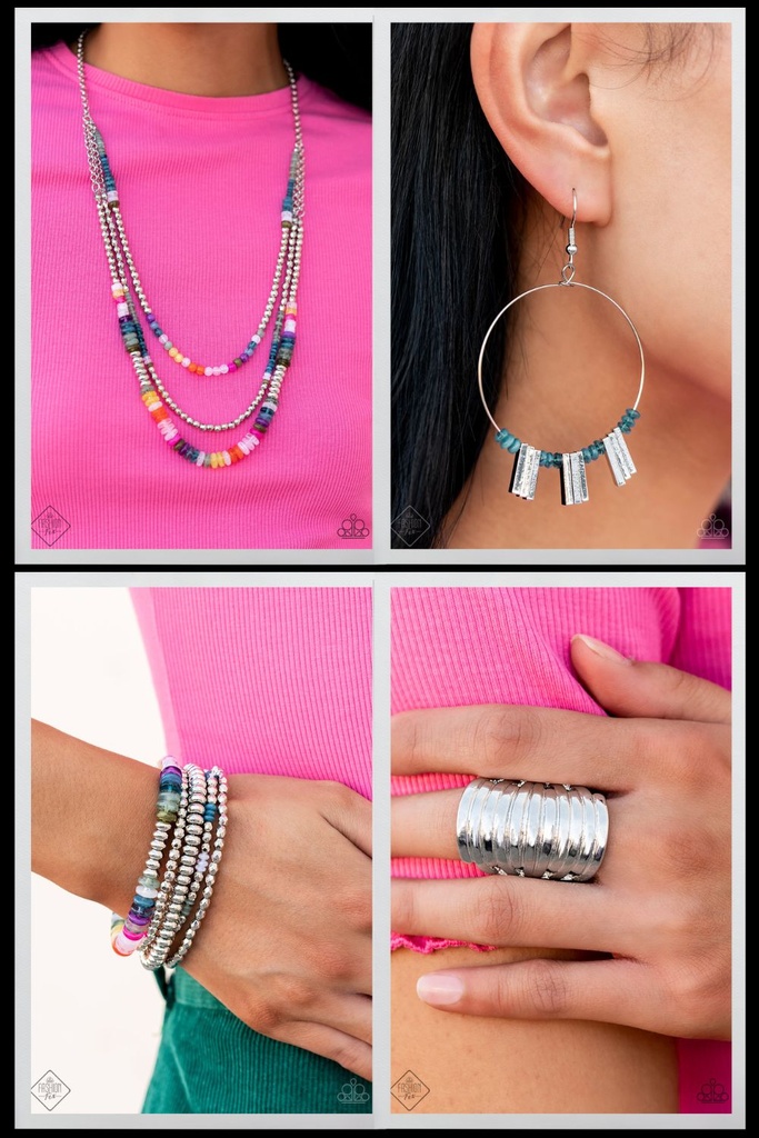 Rainbow Jewelry Set Silver - Fashion Fix - Beaded Layers