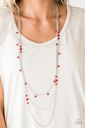 Layered Necklace Red Beads and Silver Chains - Laying The Groundwork