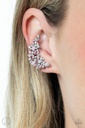 Opal Pink Ear Climber Earrings with White Crystals - Prismatically Panoramic