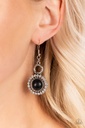 Black Stone Dangle Earrings with Crystals - Mojave Mogul