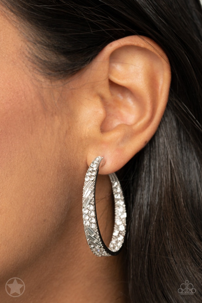 Silver Hoop Earrings with Crystals - GLITZY By Association