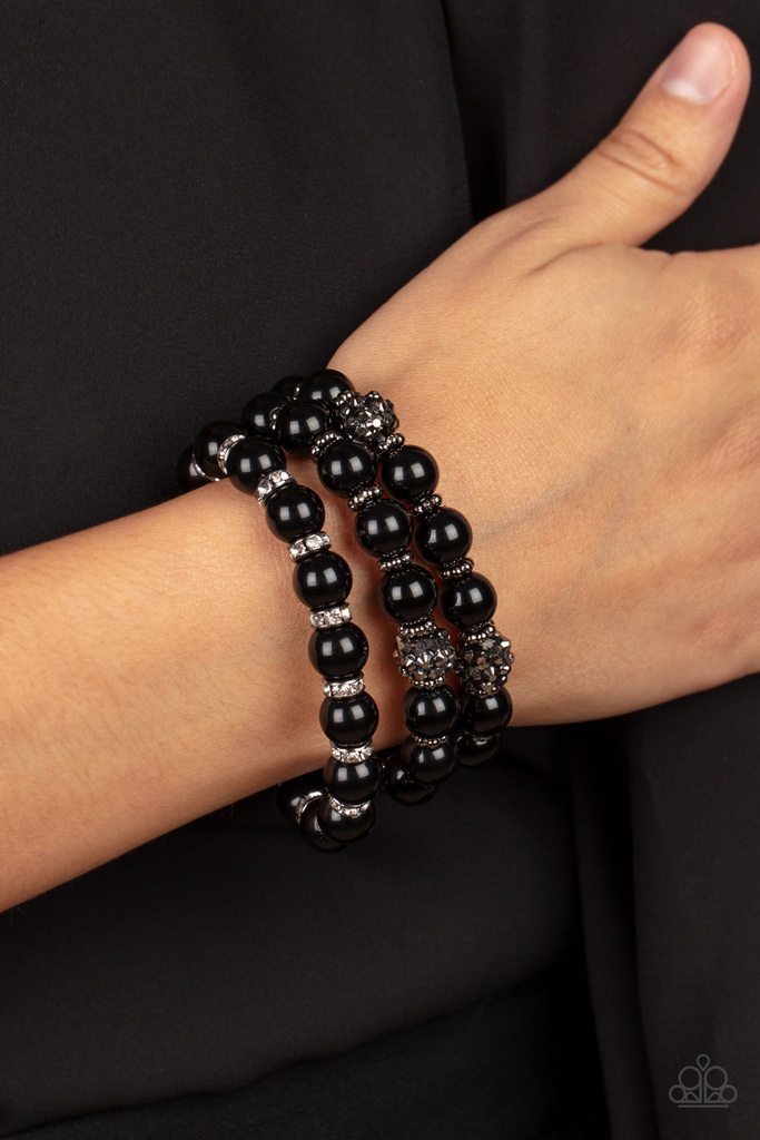 Stretch Bracelet Black Beads and Crystals Set - Poshly Packing