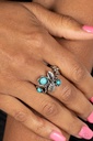 Flower Stretch Ring Turquoise in Silver Adjustable Ring Band - Wonderland Wildflower