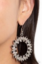 Black Pearl Earrings Silver Dangle with Crystals - Combustible Couture