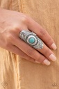 Western Knuckle Ring with Natural Stone Turquoise Stretch Ring with Silver Adjustable Ring Band - Rural Residence
