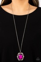 Pink Pendant Necklace with Crystals - Noble Reflection