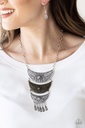 Statement Necklace Layered Bars in Mixed Metals - Go STEER-Crazy