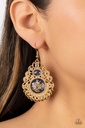 Dangle Earrings - Gold and Dark Blue Bead with Golden Foil - Welcoming Whimsy