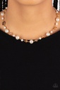 Pearl Necklace - Golden Crystal Beads in Gold Chain - Traditional Transcendence