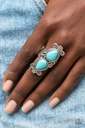 Turquoise Knuckle Ring Stretch in Silver Adjustable Ring Band - Adobe Garden