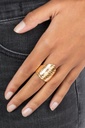 Wide Gold Stretch Ring in Adjustable Ring Band - Basic Instincts
