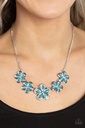 Blue Moonstone Daisy Necklace with Crystals in Silver - Garden Daydream