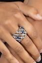 Stretch Ring with Crystal and Blue Pearls - Bubbles for Brunch
