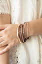 Mixed Metal Bangle Bracelets Set in Copper and Gold - Trophy Texture